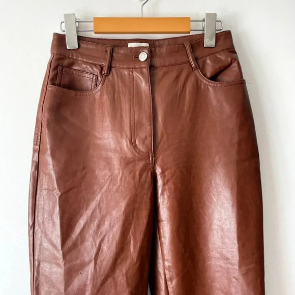 Aritzia Wilfred The Melina Pant High Waisted Vegan Leather Pants Brown Size 4 - Picture 5 of 9